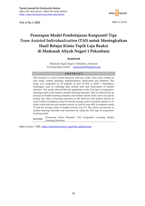 Pdf Penerapan Model Pembelajaran Kooperatif Tipe Team Assisted