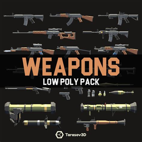 Weapons Lowpoly Pack 3d Render Renderhub Gallery