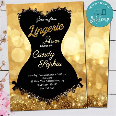 Editable Lingerie Shower Invitation Digital File Bobotemp