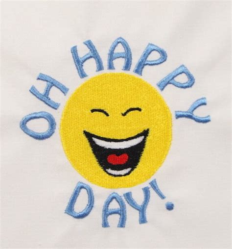 Oh Happy Day Smiley Face Machine Embroidery Design Smiley Embroidery