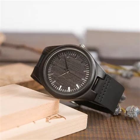 Reloj Anal Gico Unisex De Madera De Bamb Bobo Bird D Correa Superior Color Negro Color