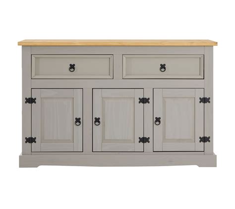 Buffet En Pin Tequila Tiroirs Et Portes En Pin Massif Lasur Gris