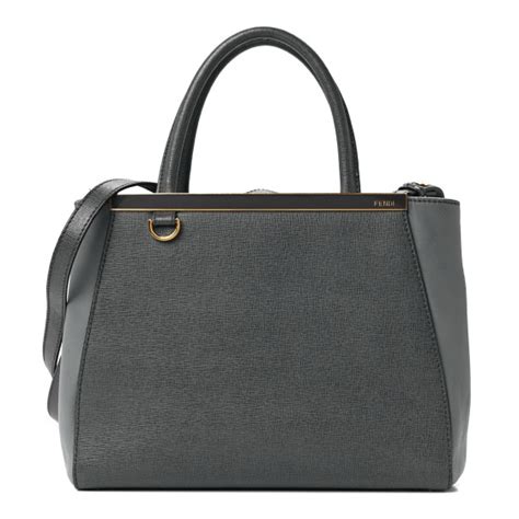 Fendi Vitello Elite Petite 2jours Tote Grey 1261962 Fashionphile