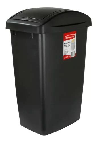 Caneca Papelera Tapa Vaiven 47 3 Lts Negra Rubbermaid 2692 Color Negro