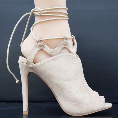 Solly 4 High Heel Tie Up Sandal Shoes Nude Tie Up Sandals Heels Shoes