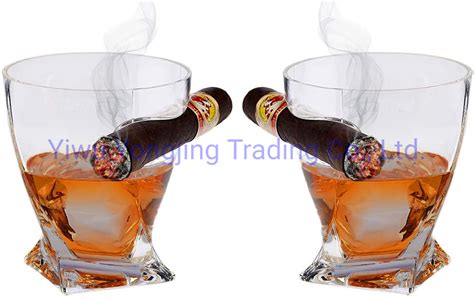 Human Blow Customized Lead Free Twist Cigar Whiskey Glass Cigar Rest