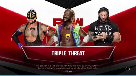 WWE Triple Threat Match Rey Mysterio Kofi Kingston Roman Reings