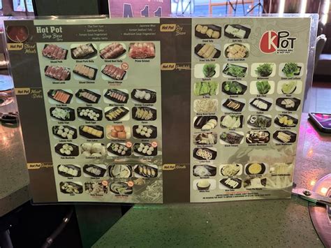 Menu At KPOT Korean BBQ Hot Pot Lexington