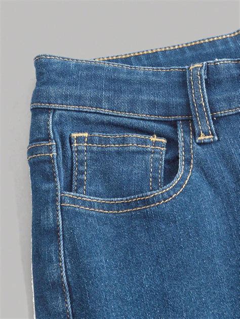 Girls Flared Jeans With Washed Effect Shein Usa