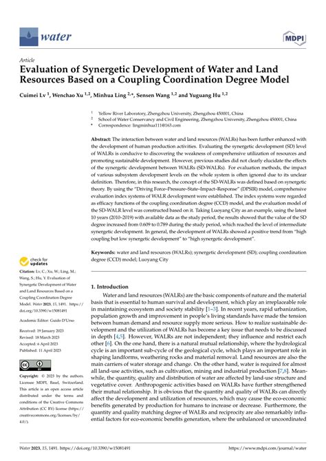 Pdf Evaluation Of Synergetic Development Of Water And Land Resources