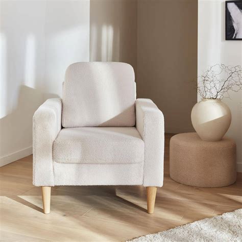 Fauteuil Bouclettes Blanches Scandinave En Velours L Bjorn