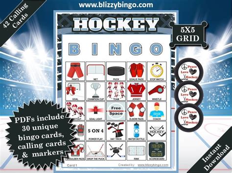 30 Hockey 5x5 Bingo Cards Instant Download Pdfs for Easy - Etsy