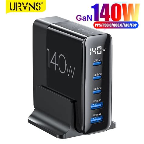 URVNS 140W GaN USB C Charging Station 5 Ports PD 100W 65W PPS 45W Super