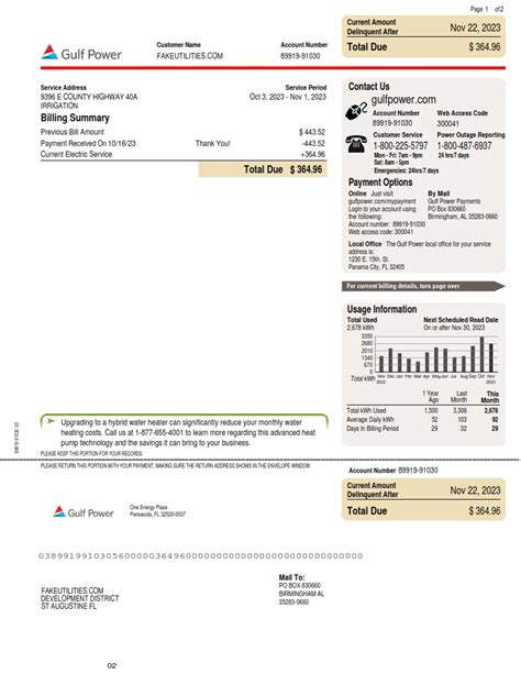 Fake Florida Utility Bill