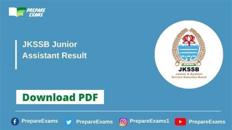 Jkssb Junior Assistant Result Cut Off Merit List