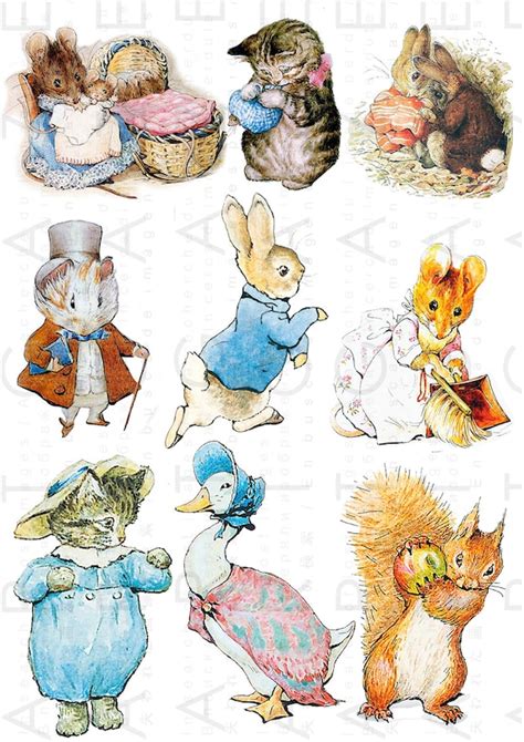 Peter Rabbit Collage Sheet Beatrix Potter Nursery Decor Etsy