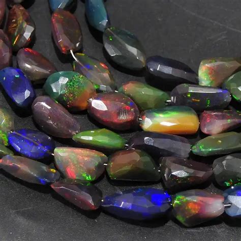 Ethiopian Black Opal Multi Fire Faceted Tumble Nugget Alibaba