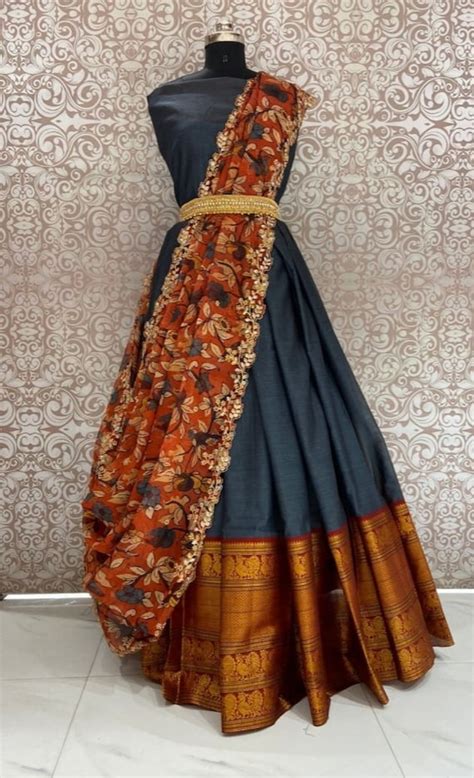 Buy Half Saree South Indian Langa Voni Pure Cotton Kalamkari Style Online In India Atelier