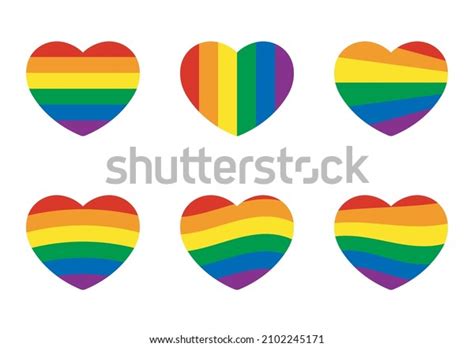 Rainbow Heart Icons Set Lgbt Pride Stock Vector Royalty Free