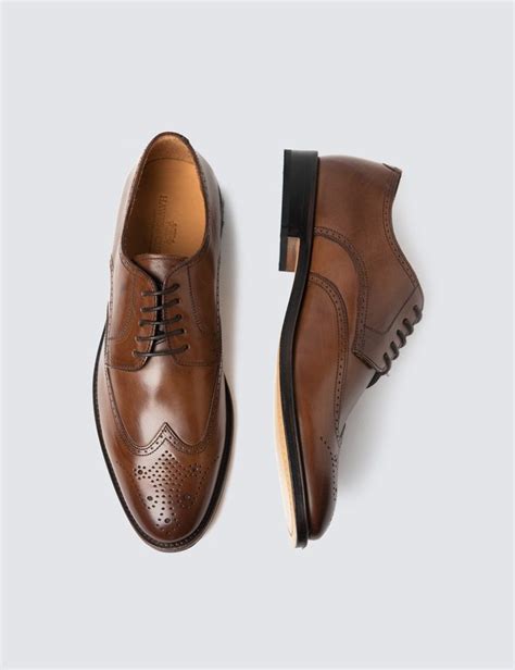 Leather Men S Shoe With Derby Lace Up In Tan Hawes Curtis UK