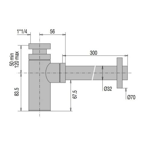 Siphon Lavabo Cylindrix Avec Sortie Murale D Mm Valentin