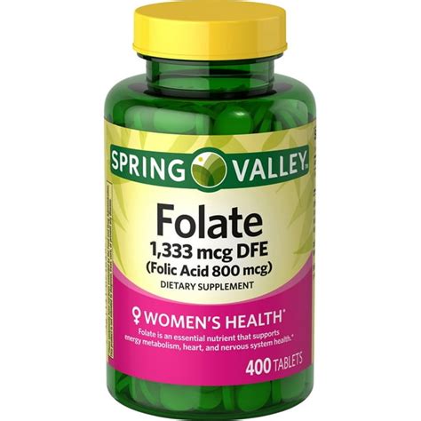 Spring Valley Folate Dietary Supplement, 1,333 mcg, 400 count - Walmart ...