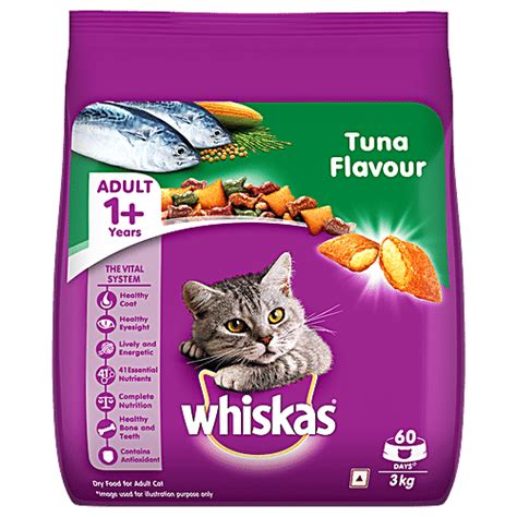 Buy Whiskas Dry Cat Food Tuna Flavour For Adult Cats 1 Year 3 Kg Online