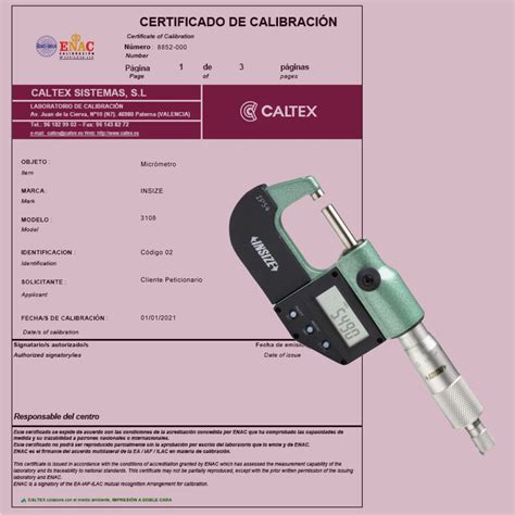 Calibracion Micr Metro Caltex Certificados Acreditados Enac