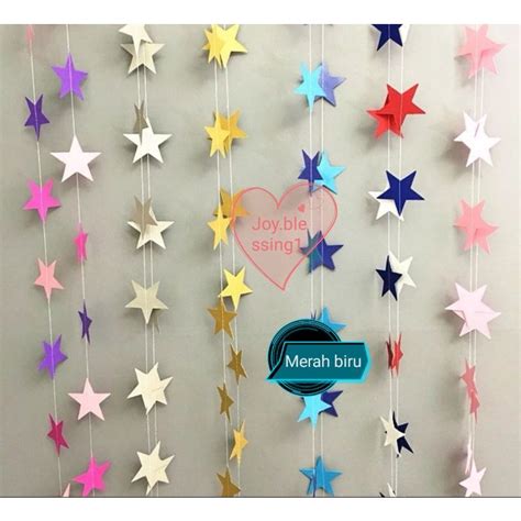 Jual PAPER GARLAND Hiasan Gantung Bintang Hati HBD 4 MTR Shopee Indonesia