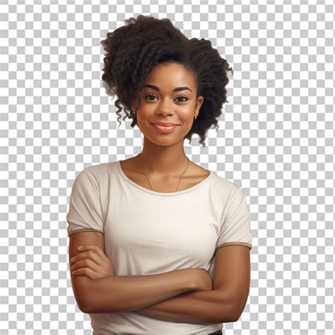 Premium Psd Portrait Of Beautiful Happy Black Woman Standing With