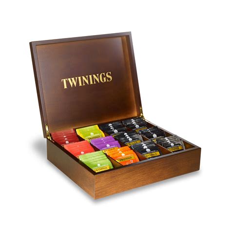 Twinings Deluxe Wooden Tea Box 12 Compartment Filled