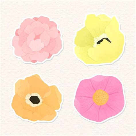 Colorful Floral Sticker Set Illustration Premium Image By Rawpixel