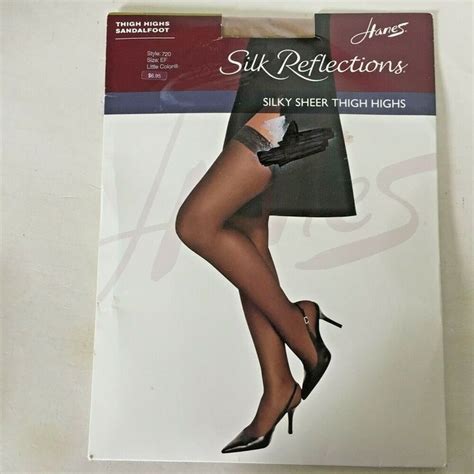 Vtg 1998 Hanes Silk Reflections Sheer Thigh Highs Size Ef Style 720