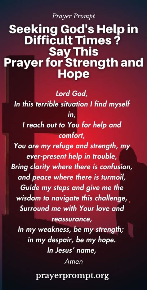 A Prayer For Strength And Hope In Difficult Times Prayer Prompt In