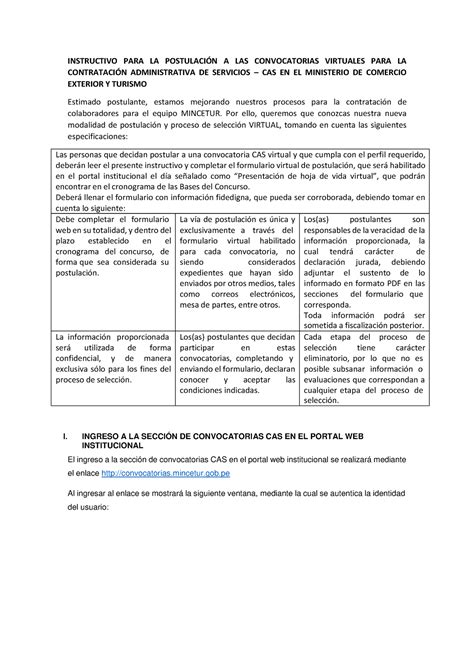 Manual Usuario Convocatoria Cas Instructivo Para La Postulacin