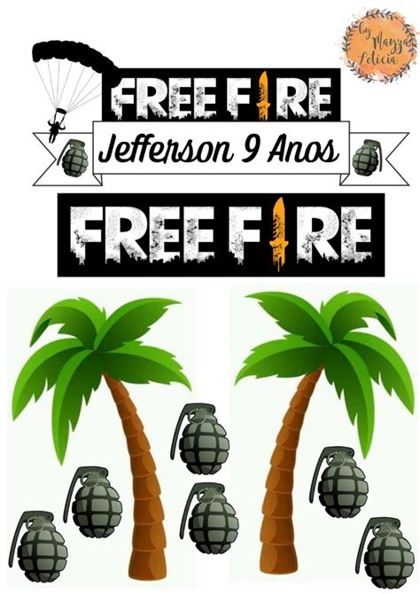 Free Fire Bolo Plaquinhas Pe De Coco Toppers De Bolo