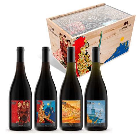 Cassetta In Legno Sicilia Illustrata Bottiglie Syrah Igt Nero