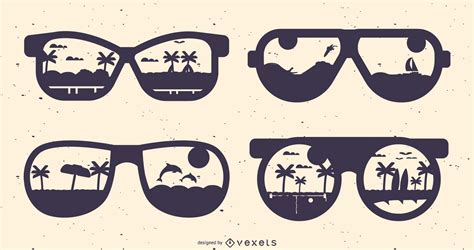 Summer Glasses Silhouette Set Vector Download