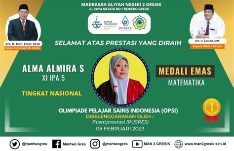 Juara Alma Dari Man Gresik Raih Medali Emas Olimpiade Matematika