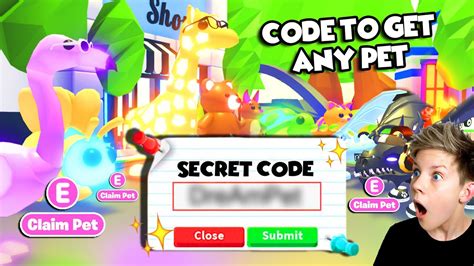 SECRET CODE To Get Any Pet FREE In Adopt Me Prezley YouTube