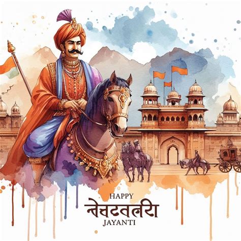 Premium Photo Watercolor Maharana Pratap Jayanti Background Image