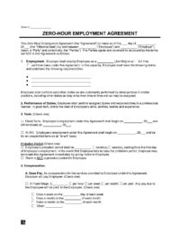 Free Zero Hour Employment Contract Template Pdf Word