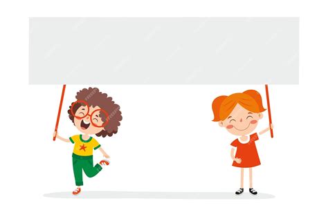 Premium Vector | Funny Children Holding Blank Placard