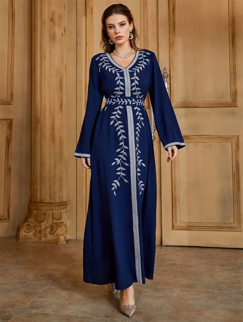 Shein Najma Robe Arabe Manches Longues Tenue Modeste Avec Ceinture