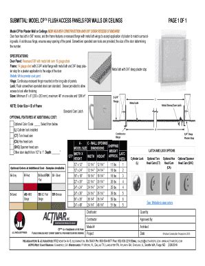 Fillable Online Submittal Model Cp Flush Access Panels For Walls Or