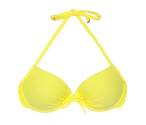 Yellow Push Up Balconette Bikini Top Underwired Cups Soutien