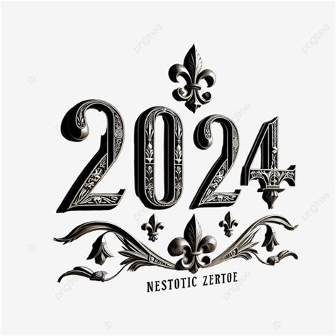 Fuente Estilo Flor De Lis 2024 PNG dibujos 2024 Efecto De Texto Año