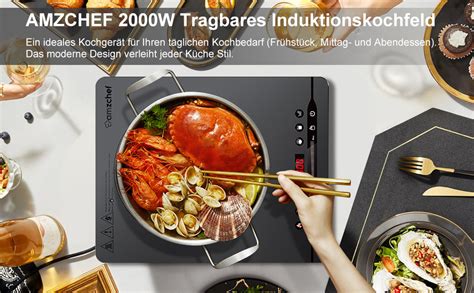 Amazon De Einzel Induktionskochfeld W Amzchef Tragbares