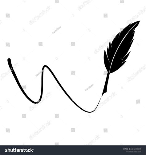 Quill Pen Line Black White Background Stock Vector Royalty Free