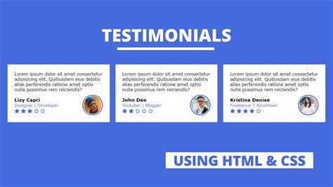 Responsive Testimonial Page Section Using Html And Css Youtube